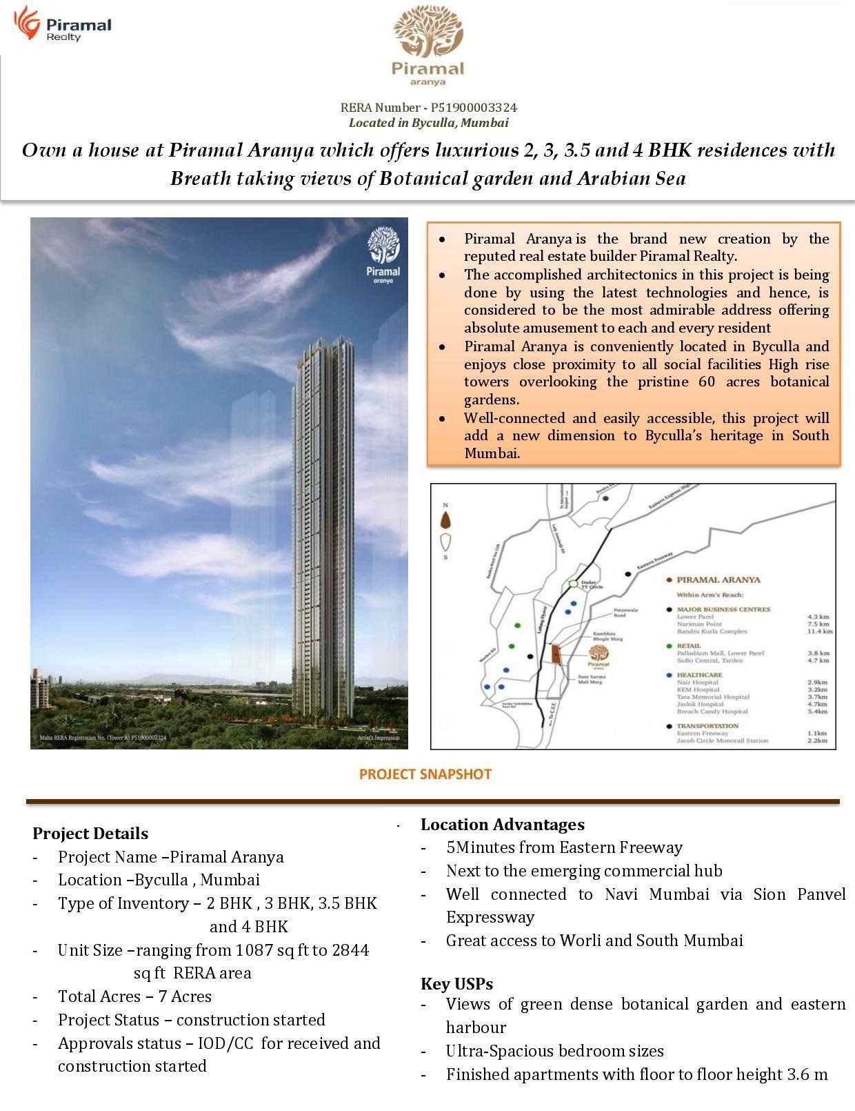 Enjoy breathtaking views of Botanical Garden & Arabian Sea from Piramal Aranya in Mumbai Update
